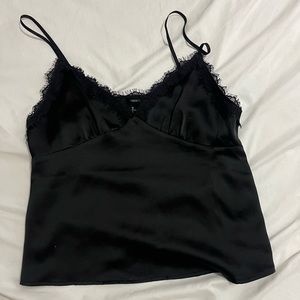 black with lace satin type shirt